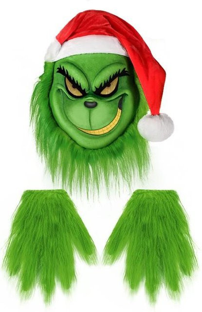 Dieb grün pelzige Latexmaske, Maskerade Maske, Grün - Bild 1
