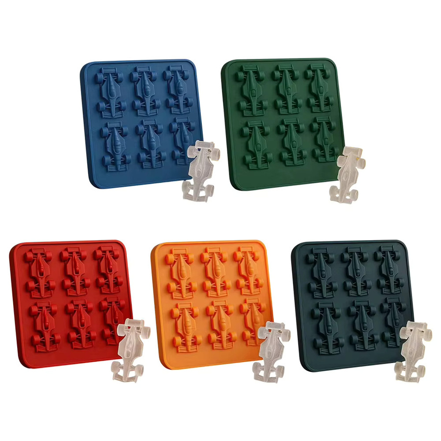 Silikonform Rennwagen 3D-Form mit 6 Mulden für Schokolade, Fondant und Gebäck, Rot - Bild 6