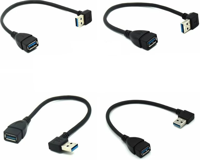 Fomscvka USB 3.0 Verlängerungskabel mit 90 Grad Winkel, Stecker auf Buchse, Schwarz, 5 Gbit/s Datensynchronisierung und Ladefunktion - Bild 1