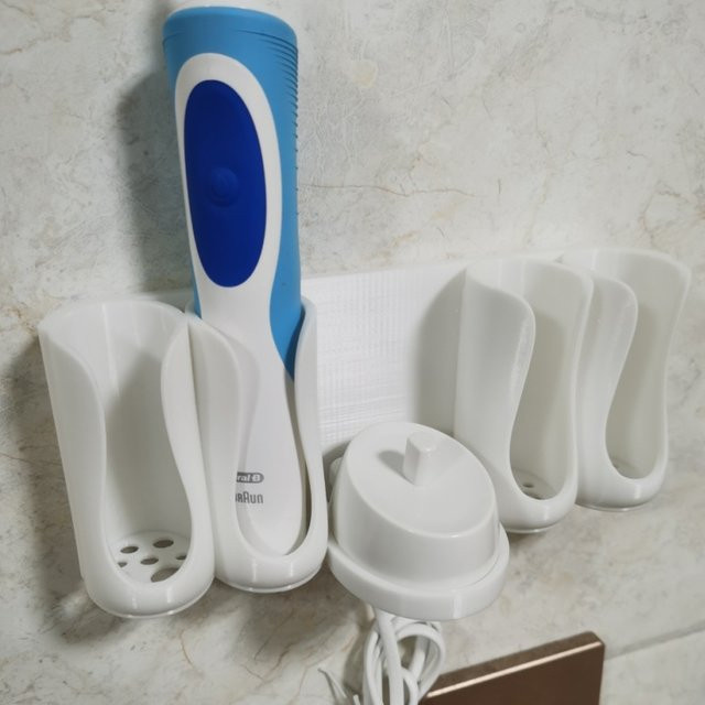 Oral-B Zahnbürstenhalter und Ladegerät-Organizer aus Kunststoff, Weiß, mit Klebebefestigung - Bild 1