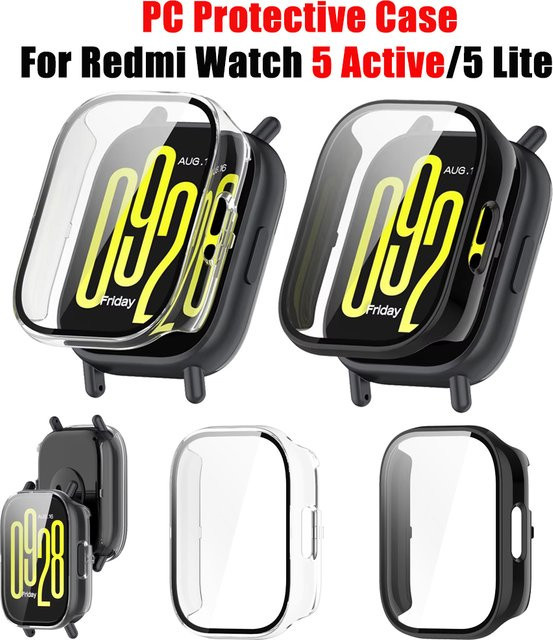 Xiaomi Schutzhülle für Redmi Watch 5 Active & Lite, PC, Schwarz, transparent - Bild 1