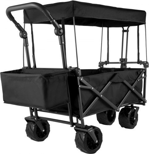 VEVOR Klappbarer Transportwagen mit abnehmbarem Dach aus 600D Oxford-Gewebe in Schwarz mit großen Rädern und verstellbarem Griff - Bild 1