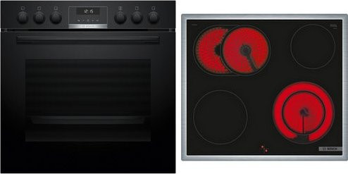 Bosch Herdset HND611LS67 bestehend aus Backofen HEB517BB3 und Kochfeld NKN645GA2E in Schwarz/Edelstahl - Bild 1