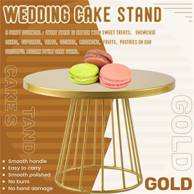 BAAJ 2er-Set Metall-Kuchenständer in Gold, runde Desserttabletts aus Edelstahl für Cupcakes und Gebäck, Durchmesser: 20 cm und 25 cm - Bild 3