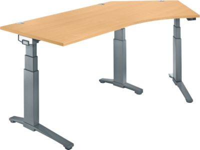 Schäfer Shop Genius Schreibtisch ERGOSTYLE S, elektrisch höhenverstellbarer Eckschreibtisch mit C-Fuß und Memory Master, Buche/Anthrazit, B: 216,5 cm, T: 80 cm, H: 64,5-130,5 cm - Bild 1