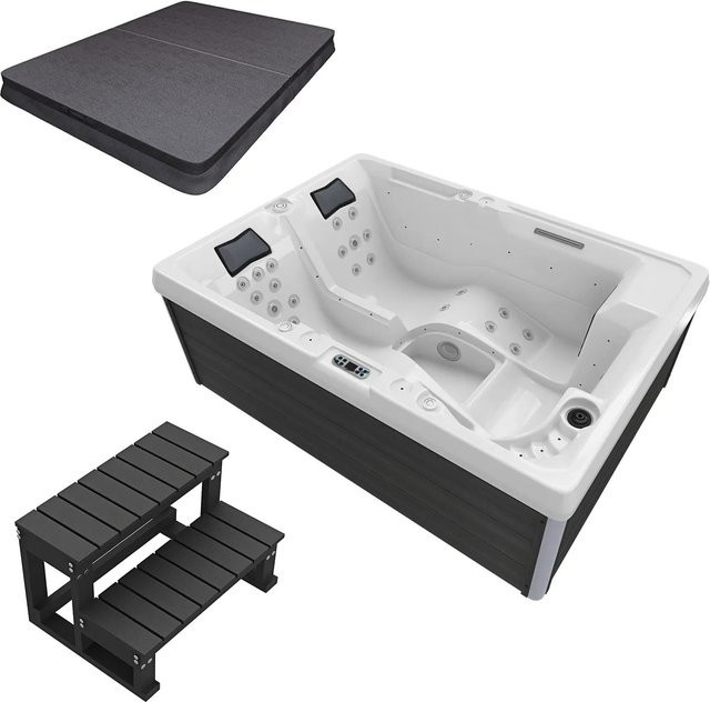 Tronitechnik Outdoor Whirlpool Spa ELBA Weiss mit Heizung, Hydromassage, Farblicht, Abdeckung und Treppe, B/T: 210 x 150 cm - Bild 2