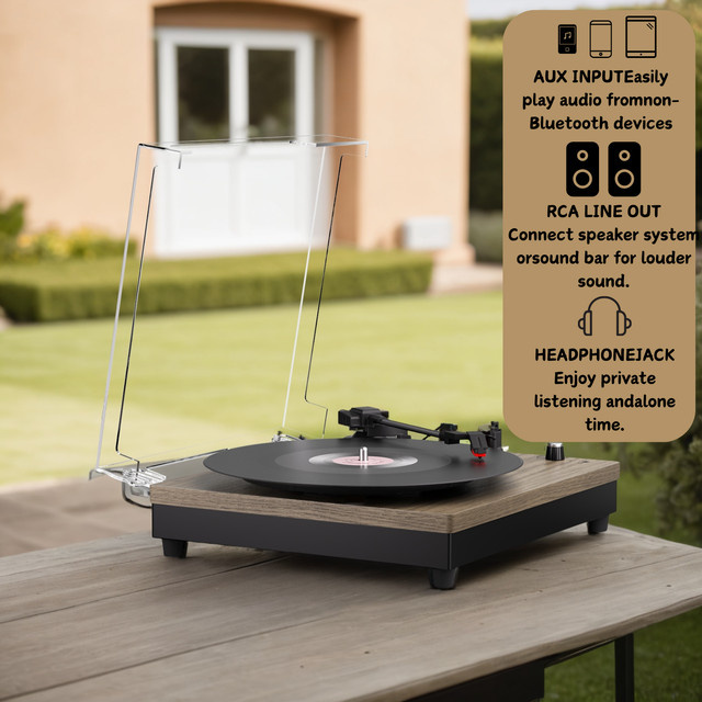 MAIO Plattenspieler in Braun, tragbarer Koffer-Plattenspieler mit integrierten Lautsprechern und 3-Gang-Vinyl-Funktion - Bild 1