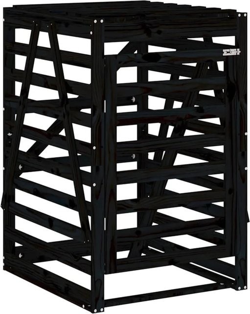 DELUKE Mülltonnenbox BOUMI aus Kiefernholz für 1 Tonne, Schwarz, B/T/H: 84 x 90 x 128,5 cm - Bild 1
