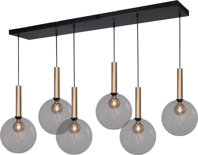 Masterlight Bella 2 Pendelleuchte 6-flammig in Rauchgrau und Gold mit Glaskugeln - Bild 1