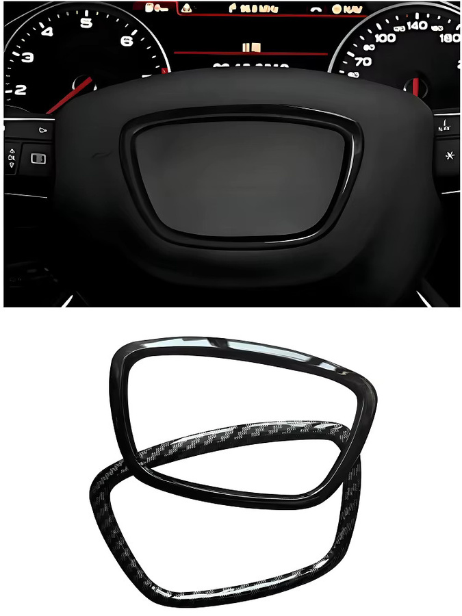 ABS Lenkrad Center Panel Logo Rahmen Kreis Aufkleber Abdeckung für Audi A3 A4L A7 A6L A8 Q3 Q5 Q7 in Schwarz - Bild 5
