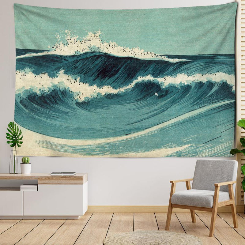 Super Six Wandbehang Engel Blau Abstrakt Bohemian Stil Textil B: 95 cm, H: 70 cm - Bild 3