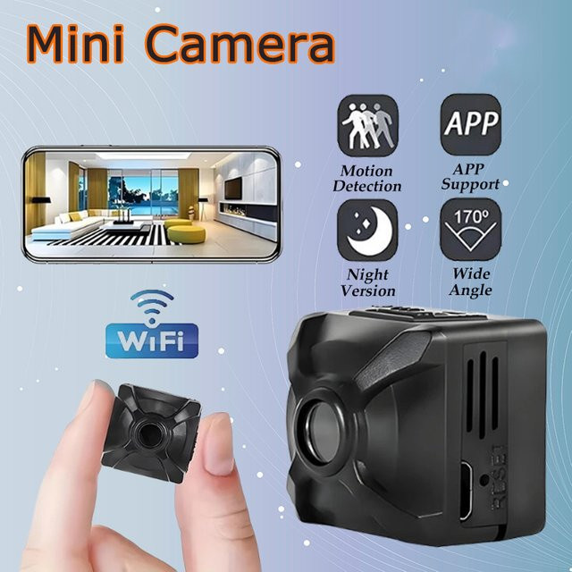 XMSJ Kabellose Mini-WLAN IP-Kamera mit Bewegungserkennung und Fernüberwachung in Schwarz - Bild 1