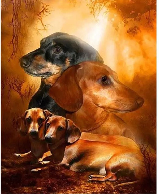 FIYO 5D Diamantmalerei DIY Hund Mosaik Set mit Kreuzstich Stickerei für Erwachsene, Mehrfarbig, B/H: 30 x 20 cm - Bild 1