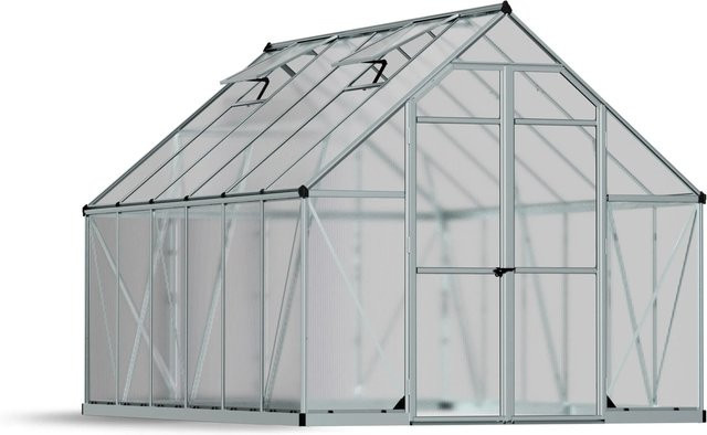 Canopia Essence Gewächshaus mit Fundamentrahmen in Silber aus Aluminium und Polycarbonat mit Satteldach - Bild 1