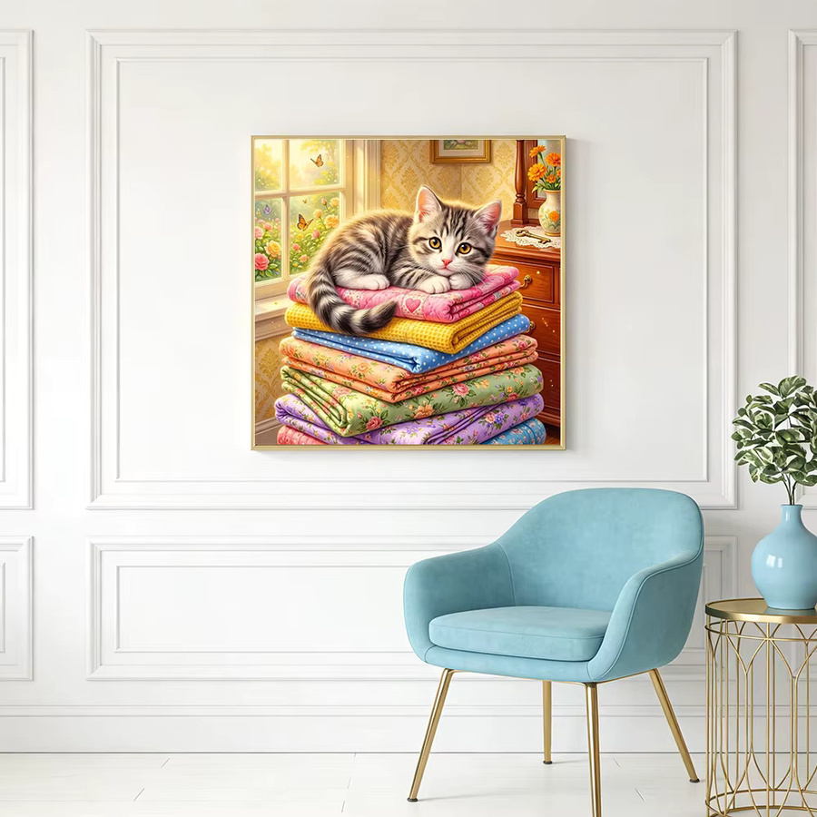 Huacan Diamantmalerei Set mit Katzen-Motiv als Cartoon-Strass-Stickerei für Vollrunde Steinchen - Bild 2