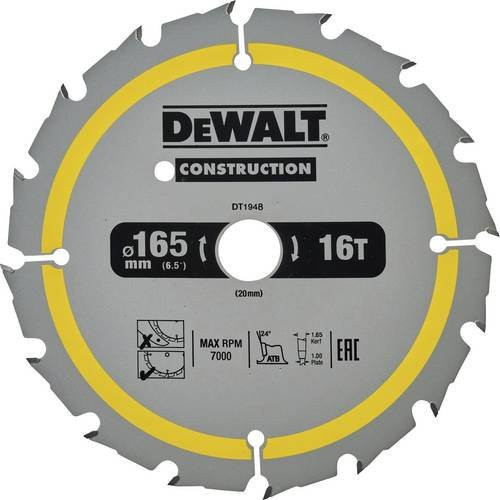 DEWALT Kreissägeblatt DT1948-QZ für Metall, Silber, Durchmesser: 165 mm - Bild 1