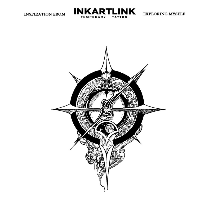 INKARTLINK Kompasse temporärer Tattoo-Aufkleber, wasserfest, semi-permanent - Bild 3