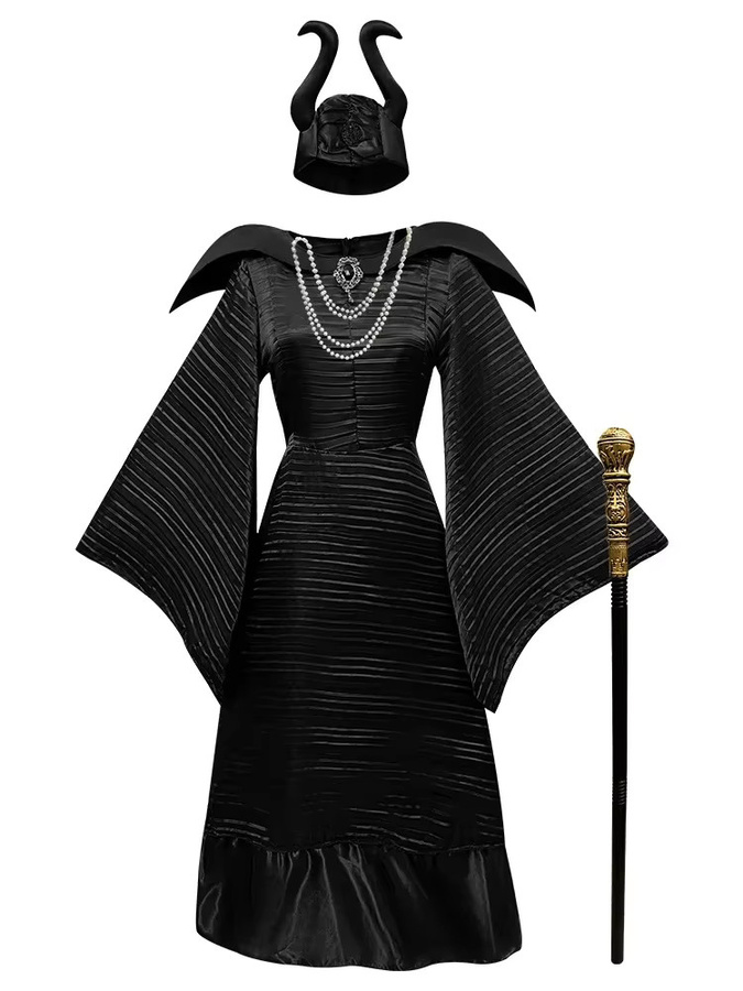 cosfans Maleficent Cosplay Kostüm Kleid, Schwarz, Unisex - Bild 5