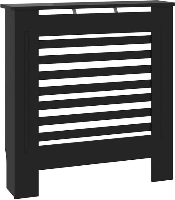 vidaXL Heizkörperverkleidung aus MDF in Schwarz mit modernem Lattenrost-Design, Höhe: 78 cm, Breite: 81,5 cm, Tiefe: 19 cm - Bild 1