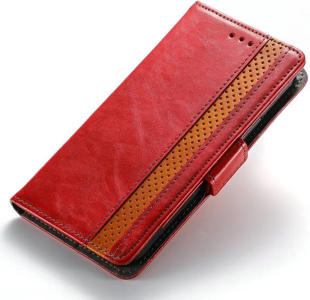 Diebstahlsichere Lederhülle für Sony Xperia 1 VII VI 10 IV 5G als Flip Cover mit Kartenfach in Rot - Bild 1