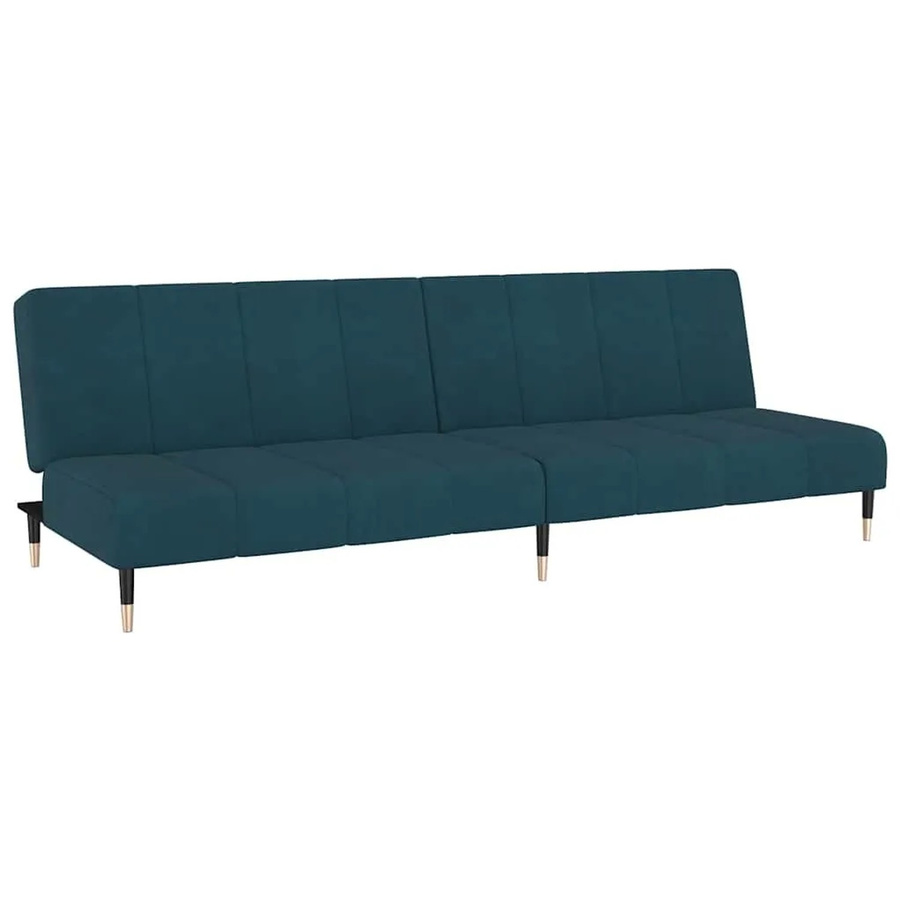 vidaXL Schlafsofa 2-Sitzer Click-Clack in Blau mit Samtbezug und Schaumstofffüllung - Bild 2