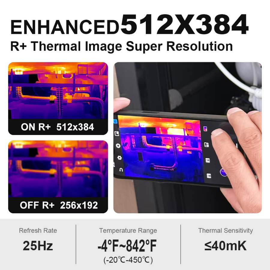 NOHAWK Plug-and-Play Wärmebildkamera mit 256x192 Auflösung für USB-C iPhone 15 und Android-Smartphones in Schwarz - Bild 3