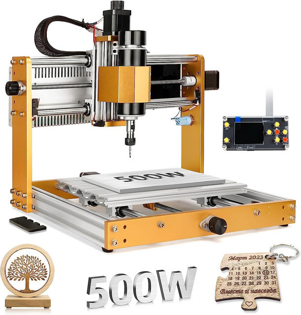 LUNYEE CNC3018PRO 3-Achsen Ganzmetall-CNC-Fräsmaschine mit 500W Motor, Endschaltern, Not-Aus und GRBL Offline-Steuerung in Gold - Bild 1