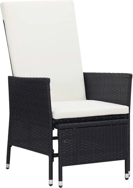 vidaXL Garten-Liegestuhl aus Poly Rattan mit Auflagen in Schwarz - Bild 1