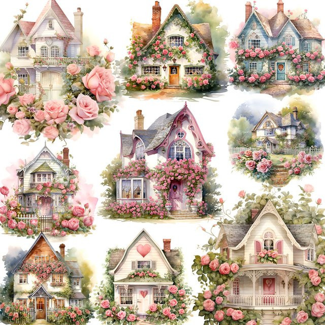 TIAMECH Garten Meer Villa Dekorationsaufkleber Set, 12er Paket, Multicolour, Papier für Scrapbooking und Junk Journal - Bild 1