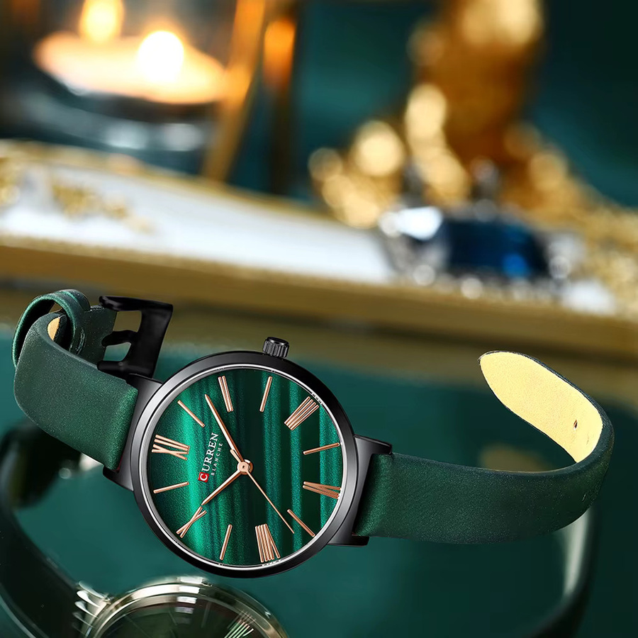 CURREN Armbanduhr Leder, Grün, Damen - Bild 3