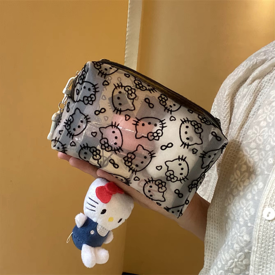 Hello Kitty Zylindrisches Federmäppchen aus Mesh-Material für Kinder und Mädchen zur Aufbewahrung von Schreibwaren oder Make-up-Pinseln - Bild 3
