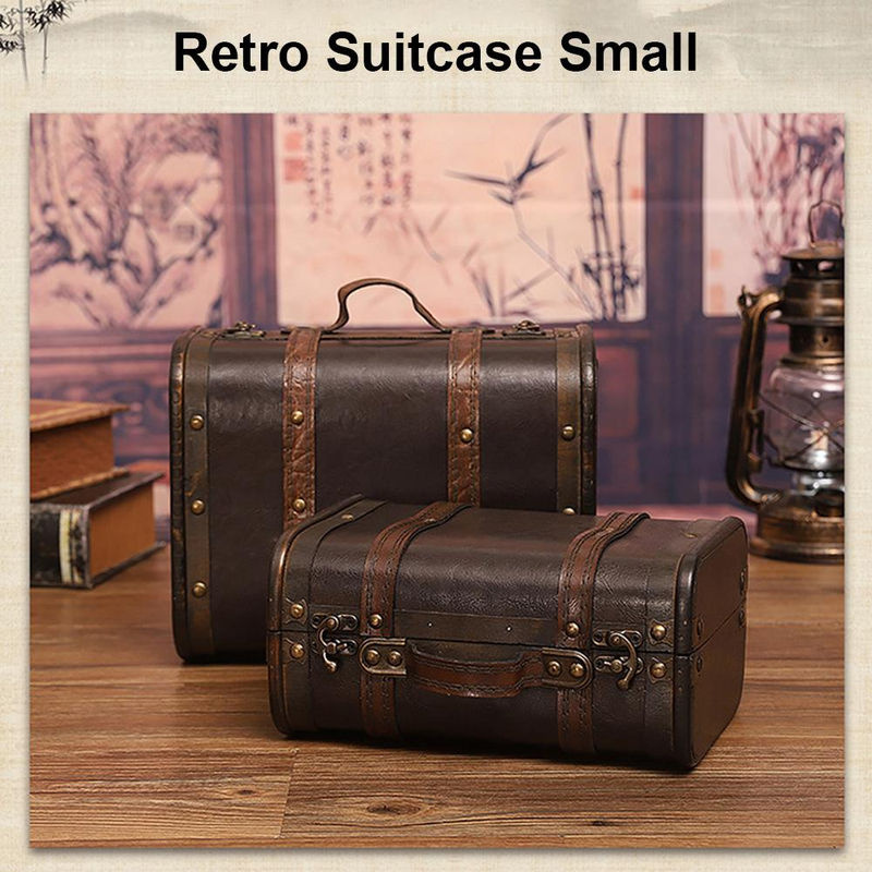 TOMTOP JMS Retro-Koffer aus Holz mit Leder-Finish in Braun als dekorative Aufbewahrungsbox und Fotografie-Requisit - Bild 6