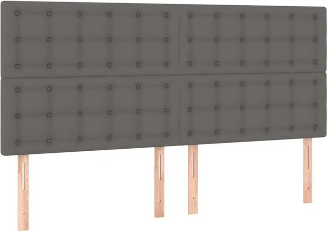 vidaXL LED Kopfteil aus Kunstleder in Grau mit integrierter Beleuchtung und USB-Ladeport, B/H: 200 x 128 cm - Bild 1