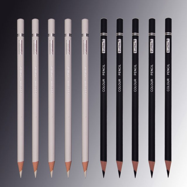 6er Set Permanent-Bleistifte in Schwarz und Weiß, Ölbasierte Holz-Buntstifte für Künstler und Anfänger - Bild 1