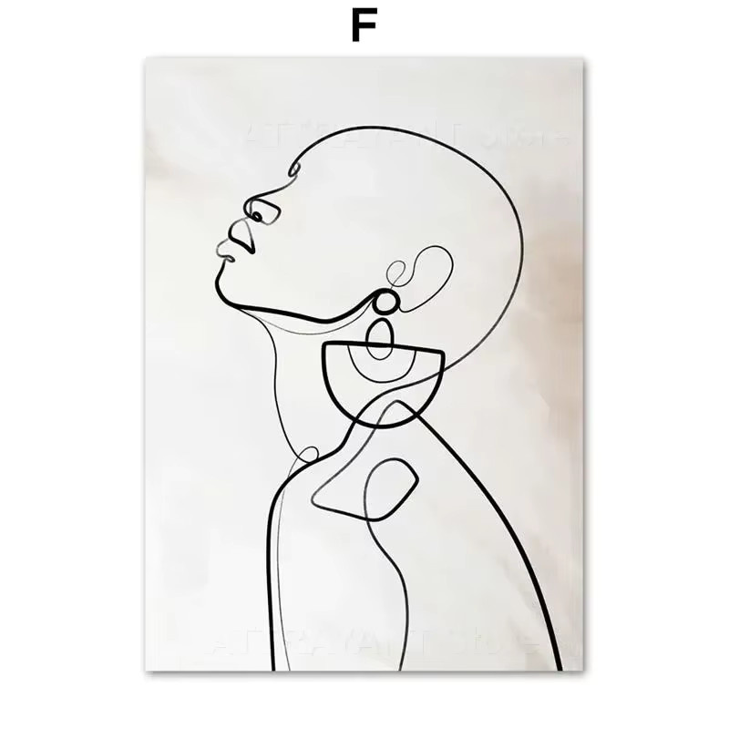 Potdemiel Abstrakte Linien Frau Moderne Leinwand Malerei Portrait Poster für dein Wohnzimmer - Bild 3