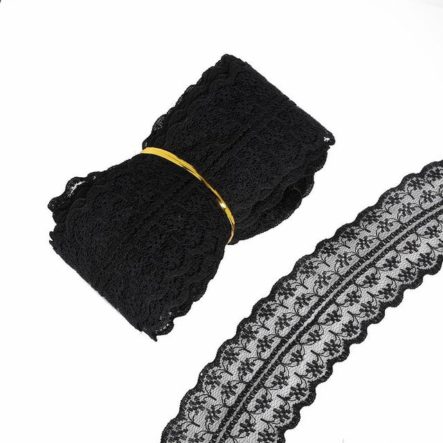 Home Craftdiy Spitzenband aus Baumwolle in Schwarz, 4,5 cm Breite - Bild 1