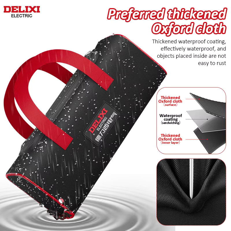 DELIXI ELECTRIC Werkzeugtasche aus Oxford-Stoff in Schwarz für Elektriker und Tischler - Bild 2