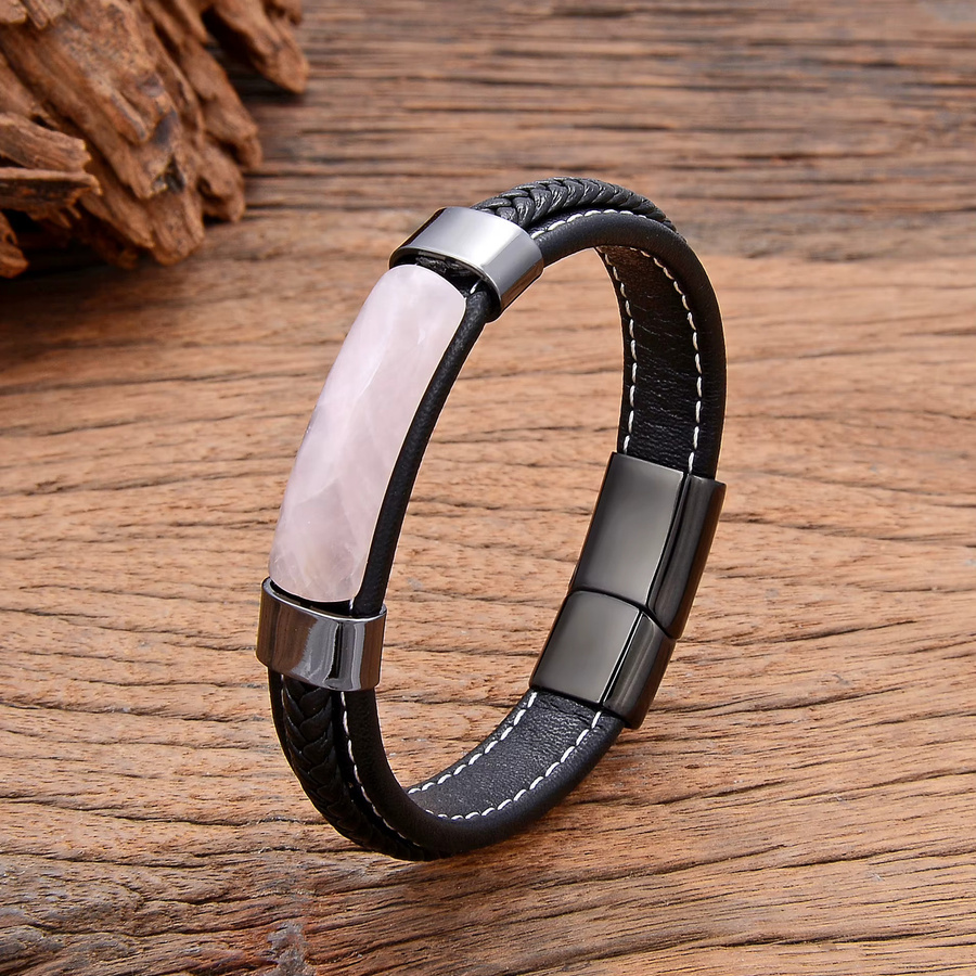 YAN MIN TRADE Armband, Edelstahl, Kristall, Schwarz, Unisex - Bild 1