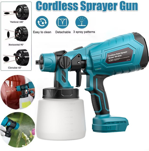 Synxier Kabelloser Farbsprüher für Makita 18V Akku mit 1000 ml Behälter für Heim-Innensprühung und Holzbearbeitung - Bild 1