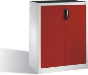 C+P Werkzeug-Beistellschrank mit Drehtüren und 2 Innenböden, Front Rubinrot, Korpus Lichtgrau, H: 120 cm, B: 93 cm, T: 50 cm - Bild 1