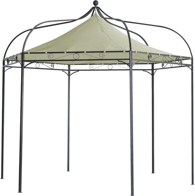 DEGAMO Pavillon MODENA 6-eckig aus schwarzem Stahl mit écrufarbener PVC-beschichteter Polyester-Plane - Bild 1