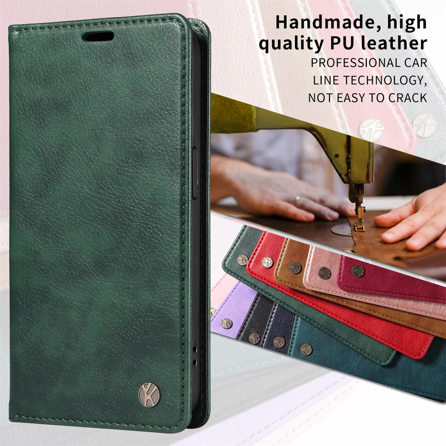 Lederne Brieftasche als Flip-Hülle für Xiaomi Redmi Note 10 11 12 13 14 Pro Plus mit Magnetischem Ständer in Gold - Bild 2