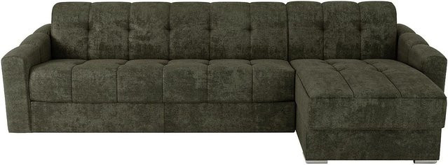 Vente-unique Schlafsofa Darielo in Khaki, L-Form mit Ausziehfunktion und Polsterung, Breite: 295 cm - Bild 1