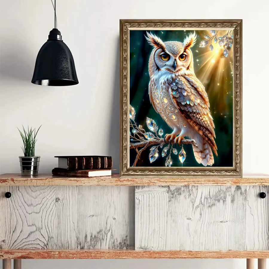 Potdemiel Diamant-Malerei-Set Niedliche Eule mit 5D Vollrund-Bohrern als DIY Kunst Stickerei Mosaik in Multicolour zur Wanddekoration - Bild 2