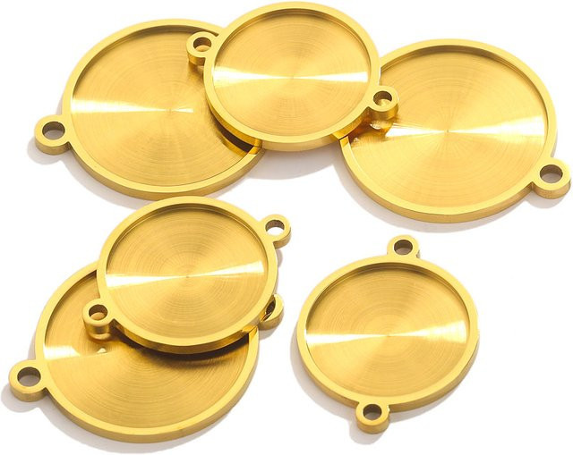 baizzx Anhängerbasis Edelstahl, Gold, 20/25 mm, Unisex - Bild 1