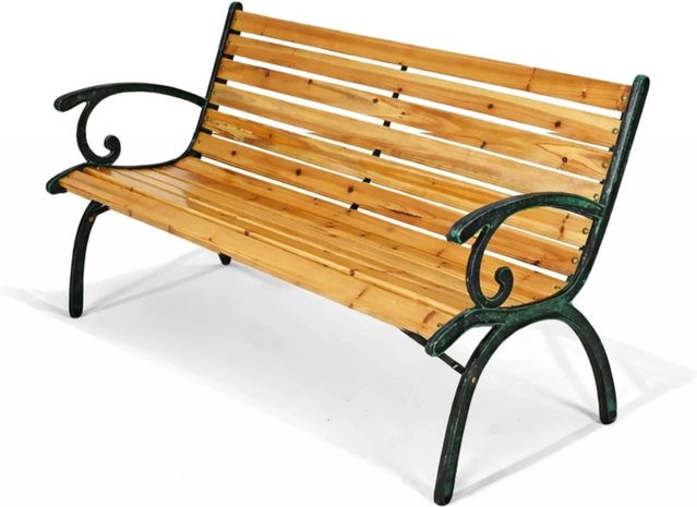 BERLINLODGE Gartenbank MADEIRA 2-Sitzer aus Holz und Gusseisen in Braun, B/T/H: 123 x 77 x 54 cm - Bild 1