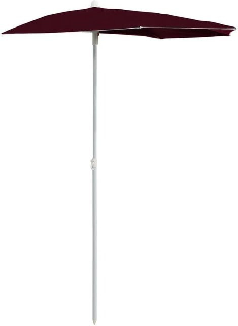 vidaXL Halb-Sonnenschirm mit Mast in Bordeauxrot aus Polyester und Stahl, B/T: 180 x 90 cm - Bild 1
