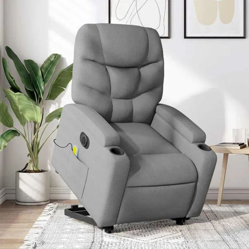 Vidaxl Elektrischer Massagesessel mit Aufstehhilfe in Grau aus Stoff - Bild 1