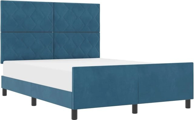vidaXL Boxspringbett mit Kopfteil in Dunkelblau aus Samt, B/T: 160 x 200 cm - Bild 1