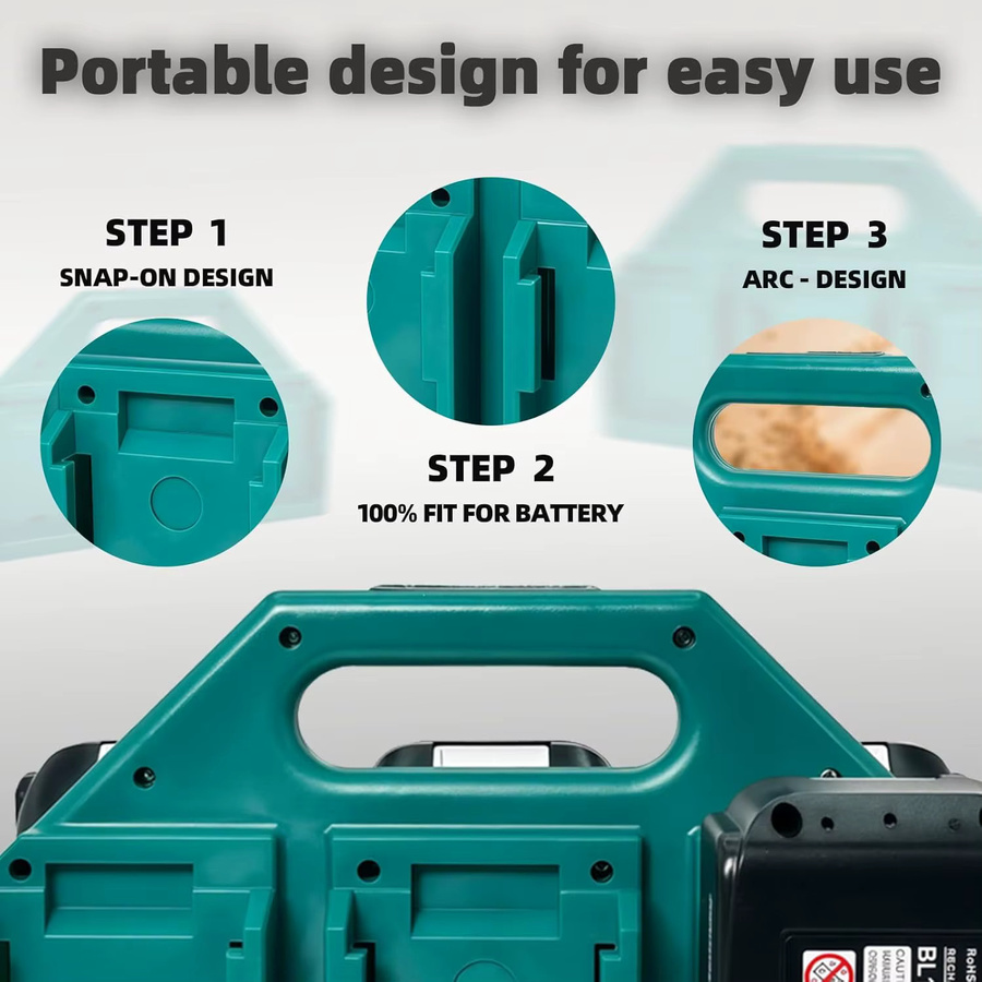 Makita 6-fach Batterie-Tragehalter für 18V Akkus, tragbarer Akku-Organizer mit Griff - Bild 4